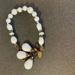 Vintage MIRIAM HASKELL white milk glass bracelet